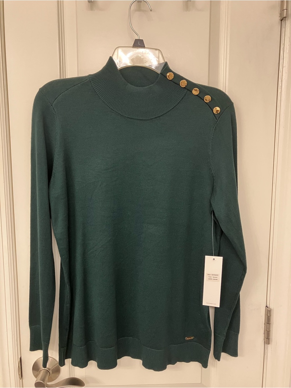 Calvin Klein Forest Green Knit Top with Label Detail